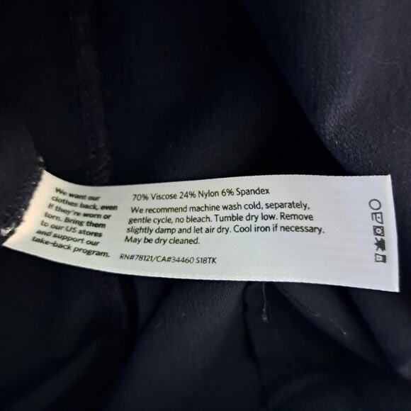 EILEEN FISHER Navy System Washable Stretch Crepe Pocket Ankle Pant Small Petite - Picture 7 of 7